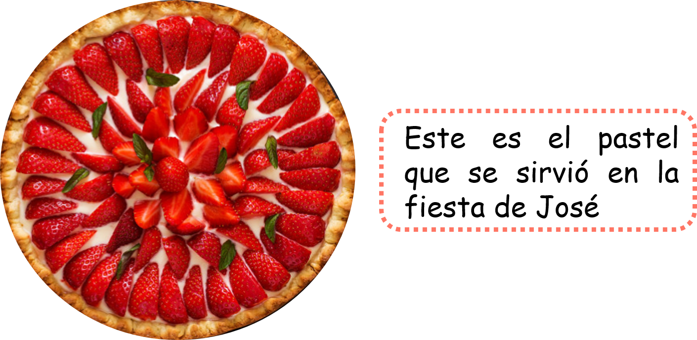 Torta entera de fresas con crema servida en la fiesta de José.